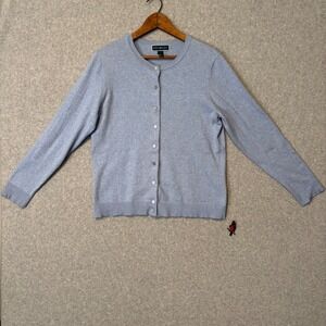 Karen Scott Women's Large Cardigan Sweater Blue Button Front Cottagecore Preppy